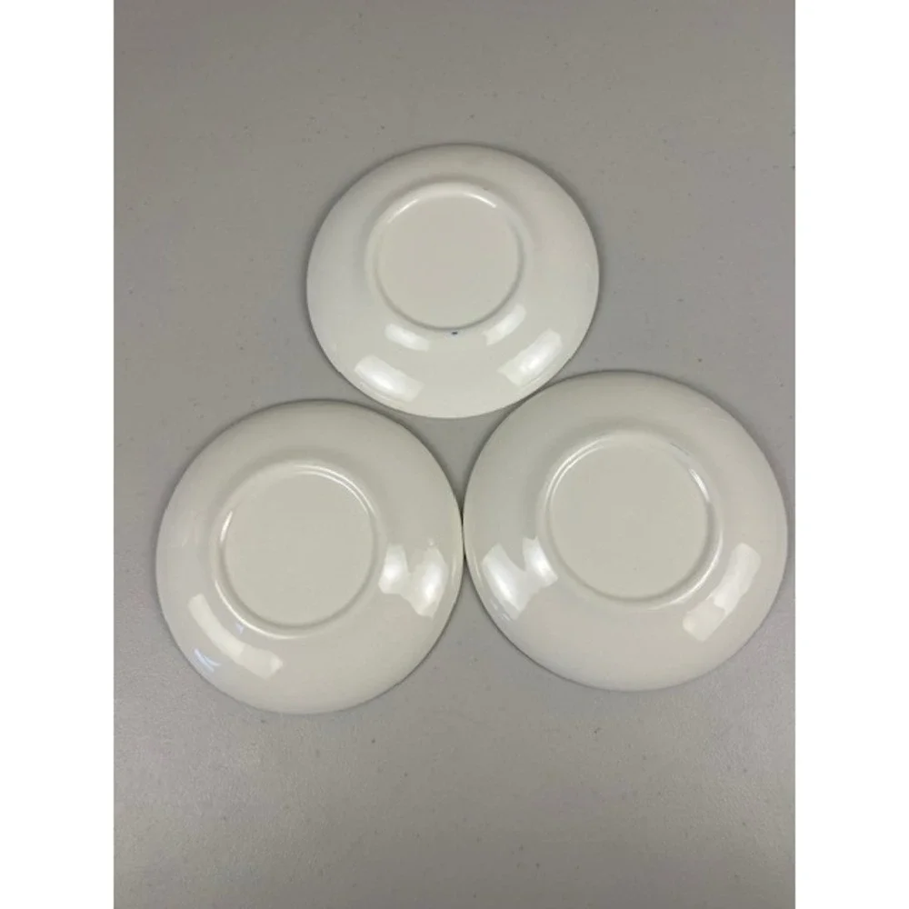 Vintage Mid-Century Modern Atomic Bread Butter Salad Plates Blue Gray Set 3